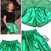 imagePerfashion Girls Metallic Skorts Sparkly Shorts Shiny Dance Skirt with Pockets 413 YearsGreen754
