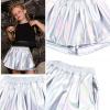 imagePerfashion Girls Metallic Skorts Sparkly Shorts Shiny Dance Skirt with Pockets 413 YearsLaser Silver754