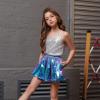 imagePerfashion Girls Metallic Skorts Sparkly Shorts Shiny Dance Skirt with Pockets 413 YearsMagic ColorpurpleCyan754