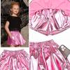 imagePerfashion Girls Metallic Skorts Sparkly Shorts Shiny Dance Skirt with Pockets 413 YearsPink754
