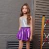 imagePerfashion Girls Metallic Skorts Sparkly Shorts Shiny Dance Skirt with Pockets 413 YearsPurple754