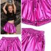 imagePerfashion Girls Metallic Skorts Sparkly Shorts Shiny Dance Skirt with Pockets 413 YearsRose Red754