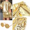 imagePerfashion Girls Metallic Skorts Sparkly Shorts with Sunglasses Dancing Skirt 413 YearsGold359
