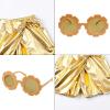 imagePerfashion Girls Metallic Skorts Sparkly Shorts with Sunglasses Dancing Skirt 413 YearsGold359