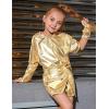 imagePerfashion Girls Metallic Skorts Sparkly Shorts with Sunglasses Dancing Skirt 413 YearsGold359