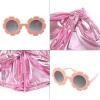 imagePerfashion Girls Metallic Skorts Sparkly Shorts with Sunglasses Dancing Skirt 413 YearsPink359