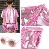 imagePerfashion Girls Metallic Skorts Sparkly Shorts with Sunglasses Dancing Skirt 413 YearsPink359
