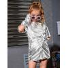 imagePerfashion Girls Metallic Skorts Sparkly Shorts with Sunglasses Dancing Skirt 413 YearsSilver359