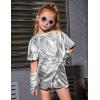 imagePerfashion Girls Metallic Skorts Sparkly Shorts with Sunglasses Dancing Skirt 413 YearsSilver359