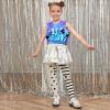 imagePerfashion Girls Metallic Tank Tops Shiny Ruffle Layered Crop Tops Dance Shirts with Alien Glasses 415 YearsBluepurple452