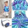 imagePerfashion Girls Metallic Tank Tops Shiny Ruffle Layered Crop Tops Dance Shirts with Alien Glasses 415 YearsBluepurple452