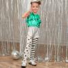 imagePerfashion Girls Metallic Tank Tops Shiny Ruffle Layered Crop Tops Dance Shirts with Alien Glasses 415 YearsGreen452