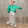 imagePerfashion Girls Metallic Tank Tops Shiny Ruffle Layered Crop Tops Dance Shirts with Alien Glasses 415 YearsGreen452