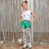 imagePerfashion Girls Metallic Tank Tops Shiny Ruffle Layered Crop Tops Dance Shirts with Alien Glasses 415 YearsSilver452