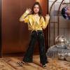 imagePerfashion Girls Sequin Bell Bottom Pants Disco Sparkly Flare Pants Kids Dance Trousers with Pockets 615YBlack252