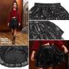 imagePerfashion Girls Sequin Skirt Sparkly 2 Layer Ruffle ALine Skirt VWaisted Dance Party Skirt 413YBlack253