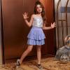 imagePerfashion Girls Sequin Skirt Sparkly 2 Layer Ruffle ALine Skirt VWaisted Dance Party Skirt 413YPurple253