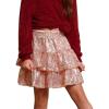 imagePerfashion Girls Sequin Skirt Sparkly 2 Layer Ruffle ALine Skirt VWaisted Dance Party Skirt 413YRosen253