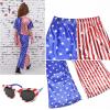 imagePerfashion Girls Shiny Metallic Flared Pants Festival Dance Pants Disco with Sunglasses Wide Leg Trousers 615 Years4th of July360