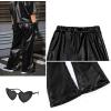 imagePerfashion Girls Shiny Metallic Flared Pants Festival Dance Pants Disco with Sunglasses Wide Leg Trousers 615 YearsBlack360