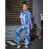 imagePerfashion Girls Shiny Metallic Flared Pants Festival Dance Pants Disco with Sunglasses Wide Leg Trousers 615 YearsLaser Mermaid360