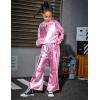 imagePerfashion Girls Shiny Metallic Flared Pants Festival Dance Pants Disco with Sunglasses Wide Leg Trousers 615 YearsPink360