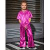 imagePerfashion Girls Shiny Metallic Flared Pants Festival Dance Pants Disco with Sunglasses Wide Leg Trousers 615 YearsRosen360