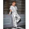 imagePerfashion Girls Shiny Metallic Flared Pants Festival Dance Pants Disco with Sunglasses Wide Leg Trousers 615 YearsSilver360