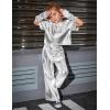 imagePerfashion Girls Shiny Metallic Flared Pants Festival Dance Pants Disco with Sunglasses Wide Leg Trousers 615 YearsSilver360