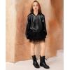 imagePerfashion Metallic Bomber Jacket for Girls Zip Up Cropped Jacket Sparkly Lightweight Coat Windbreaker with PocketsBlack453