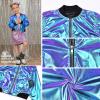 imagePerfashion Metallic Bomber Jacket for Girls Zip Up Cropped Jacket Sparkly Lightweight Coat Windbreaker with PocketsBlue453