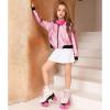 imagePerfashion Metallic Bomber Jacket for Girls Zip Up Cropped Jacket Sparkly Lightweight Coat Windbreaker with PocketsLaser Pink453