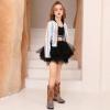 imagePerfashion Metallic Bomber Jacket for Girls Zip Up Cropped Jacket Sparkly Lightweight Coat Windbreaker with PocketsLaser Silver453