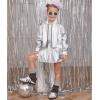 imagePerfashion Metallic Bomber Jacket for Girls Zip Up Cropped Jacket Sparkly Lightweight Coat Windbreaker with PocketsSilver453