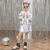 imagePerfashion Metallic Bomber Jacket for Girls Zip Up Cropped Jacket Sparkly Lightweight Coat Windbreaker with PocketsSilver453