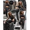 imagePerfashion Metallic Cargo Pants for Girls ampamp Womens Hip Hop Dance MultiPocket Joggers High Waist Pants 615YBlack352