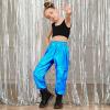 imagePerfashion Metallic Cargo Pants for Girls ampamp Womens Hip Hop Dance MultiPocket Joggers High Waist Pants 615YBlue352