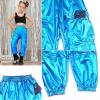 imagePerfashion Metallic Cargo Pants for Girls ampamp Womens Hip Hop Dance MultiPocket Joggers High Waist Pants 615YBlue352