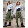 imagePerfashion Metallic Cargo Pants for Girls ampamp Womens Hip Hop Dance MultiPocket Joggers High Waist Pants 615YGreen 352cargo