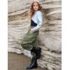 imagePerfashion Metallic Cargo Pants for Girls ampamp Womens Hip Hop Dance MultiPocket Joggers High Waist Pants 615YGreen 352cargo