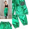 imagePerfashion Metallic Cargo Pants for Girls ampamp Womens Hip Hop Dance MultiPocket Joggers High Waist Pants 615YGreen352