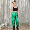 imagePerfashion Metallic Cargo Pants for Girls ampamp Womens Hip Hop Dance MultiPocket Joggers High Waist Pants 615YGreen352