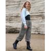 imagePerfashion Metallic Cargo Pants for Girls ampamp Womens Hip Hop Dance MultiPocket Joggers High Waist Pants 615YGrey 352cargo