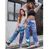 imagePerfashion Metallic Cargo Pants for Girls ampamp Womens Hip Hop Dance MultiPocket Joggers High Waist Pants 615YMagic ColorpurpleCyan352