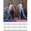 imagePerfashion Metallic Cargo Pants for Girls ampamp Womens Hip Hop Dance MultiPocket Joggers High Waist Pants 615YMagic ColorpurpleCyan352