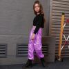 imagePerfashion Metallic Cargo Pants for Girls ampamp Womens Hip Hop Dance MultiPocket Joggers High Waist Pants 615YMedium Purple 352