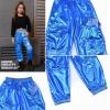 imagePerfashion Metallic Cargo Pants for Girls ampamp Womens Hip Hop Dance MultiPocket Joggers High Waist Pants 615YMineral Blue 352