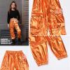 imagePerfashion Metallic Cargo Pants for Girls ampamp Womens Hip Hop Dance MultiPocket Joggers High Waist Pants 615YOrange 18352