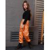 imagePerfashion Metallic Cargo Pants for Girls ampamp Womens Hip Hop Dance MultiPocket Joggers High Waist Pants 615YOrange 18352