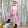 imagePerfashion Metallic Cargo Pants for Girls ampamp Womens Hip Hop Dance MultiPocket Joggers High Waist Pants 615YPink352